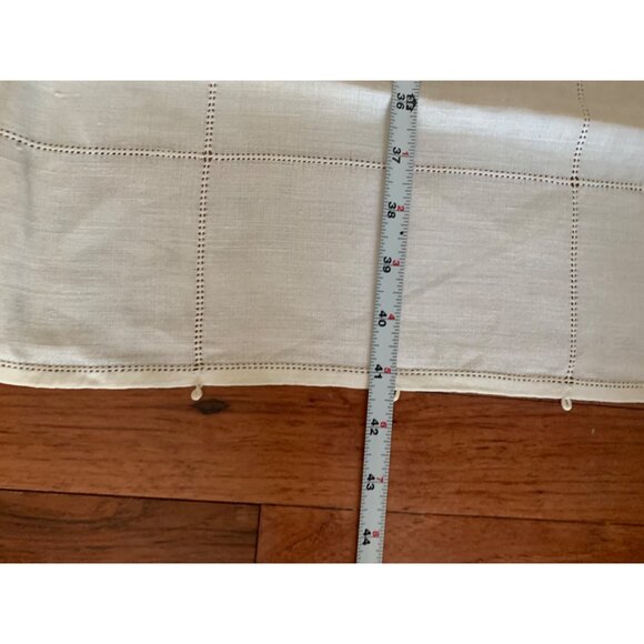 Handmade White Linen Table Runner With Delicate Hemstitching & Loop Accents - Picture 5 of 7
